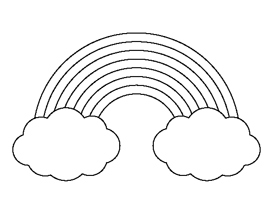 Printable Rainbow with Clouds Template
